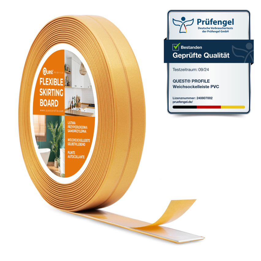 Tira de acabamento de PVC 10x10 mm em fita de espuma, elástico forte, fita decorativa macia, ouro, 5 m