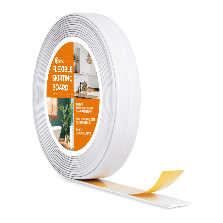  Samolepiaci biely PVC montážny a ukončovací pás na penovej páske 10/10 5m