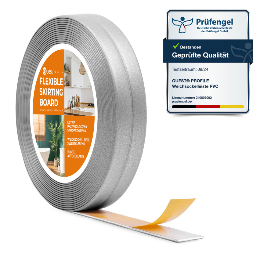 Монтажно-оздоблювальна стрічка ПВХ на пінопластовій стрічці 10/10, срібляста 5м