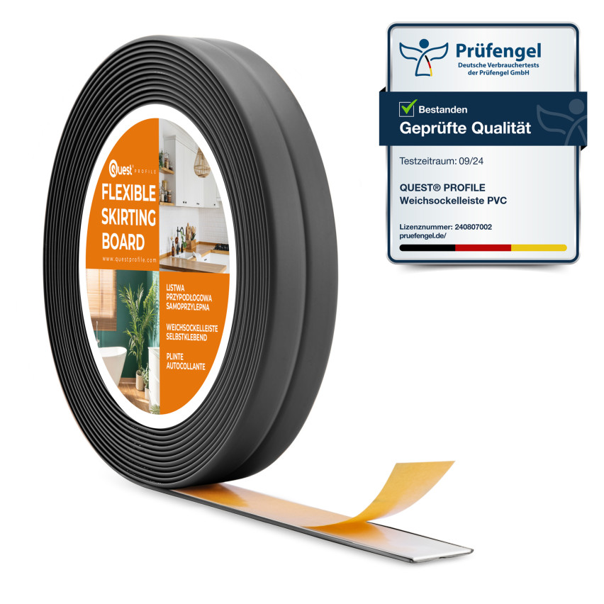 Profilo di finitura in PVC 10x10 mm, autoadesivo, nastro decorativo flessibile, grafite, 5 m