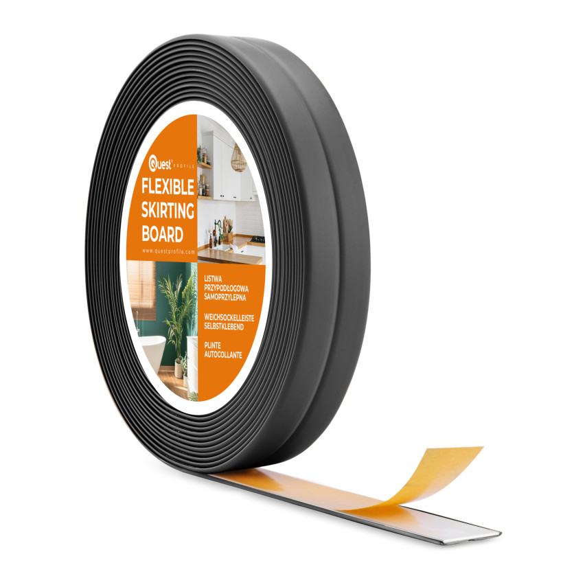 Profilo di finitura in PVC 10x10 mm, autoadesivo, nastro decorativo flessibile, grafite, 5 m