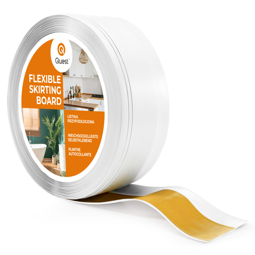 Battiscopa in PVC autoadesivo, battiscopa flessibile DEKOR, 50x20mm, bianco