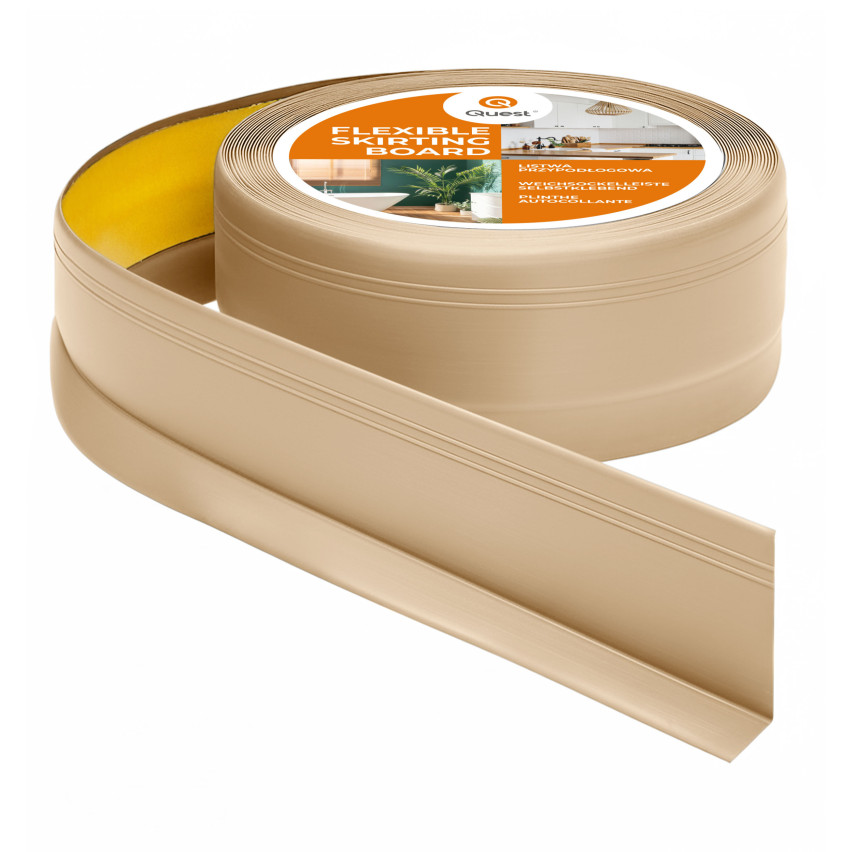 Rodapé de PVC autoadesivo, rodapé flexível DEKOR, 50x20mm, cor areia