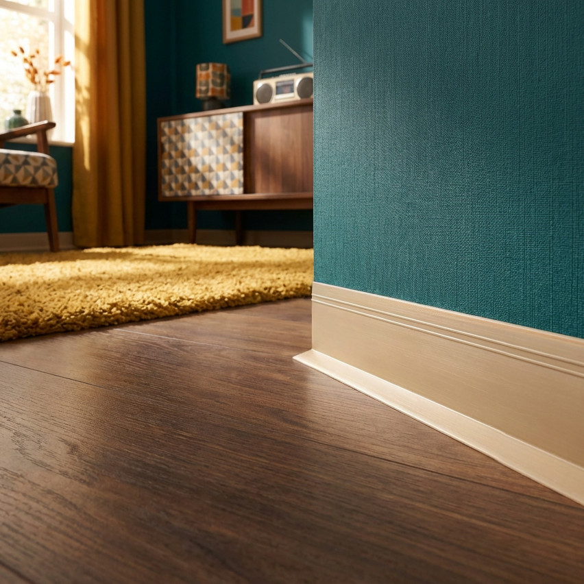 Rodapé de PVC autoadesivo, rodapé flexível DEKOR, 50x20mm, cor areia