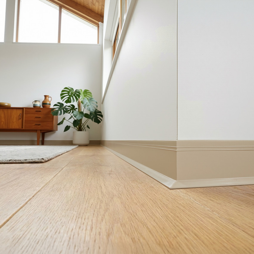 Rodapé de PVC autoadesivo, rodapé flexível DEKOR, 50x20mm, cor areia