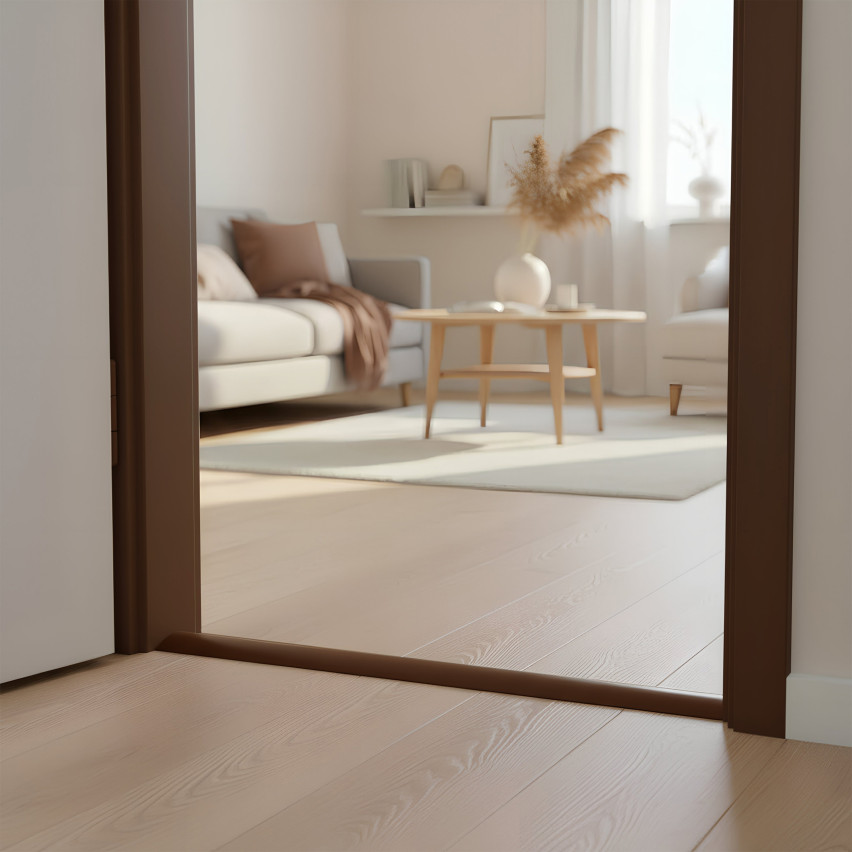 Fleksibel PVC-rampeprofil til fliser, tæpper, brun