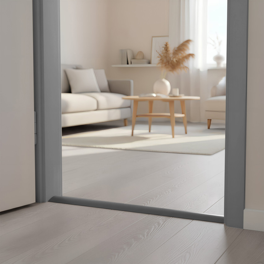 Perfil de rampa flexível em PVC para ladrilhos, carpetes, cinzento escuro