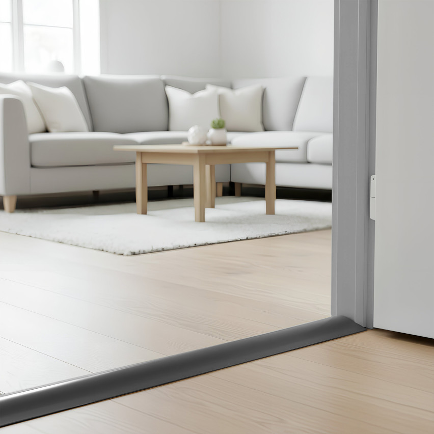 Perfil de rampa flexível em PVC para ladrilhos, carpetes, cinzento escuro