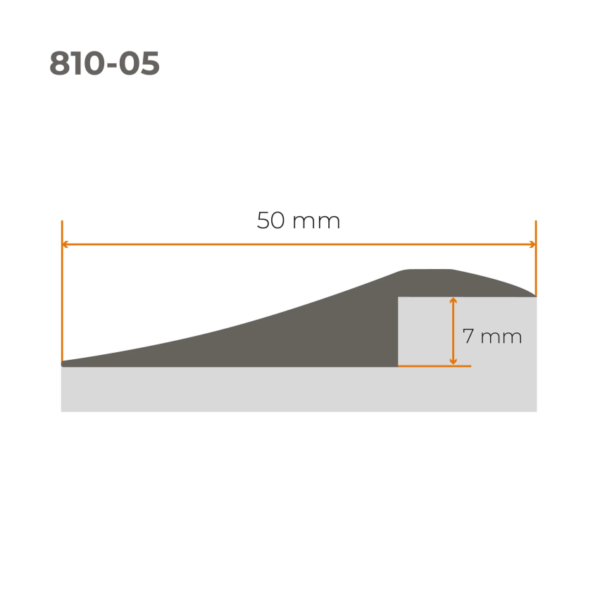 Perfil de rampa flexível em PVC para ladrilhos, carpetes, cinzento escuro
