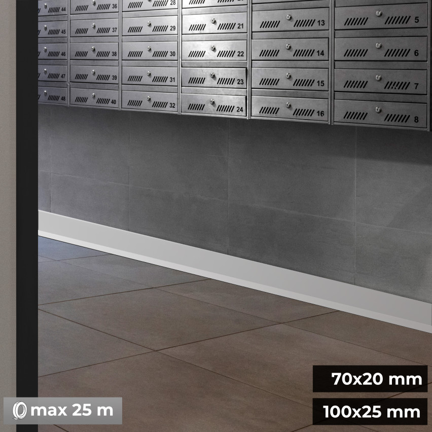 Skirting Board Self-Adhesive PVC 100x25mm White