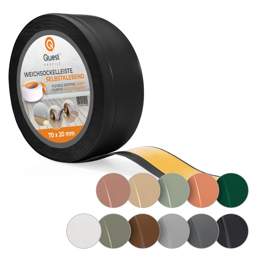 Zelfklevende plint van PVC donkergrijs, zachte, flexibele plint