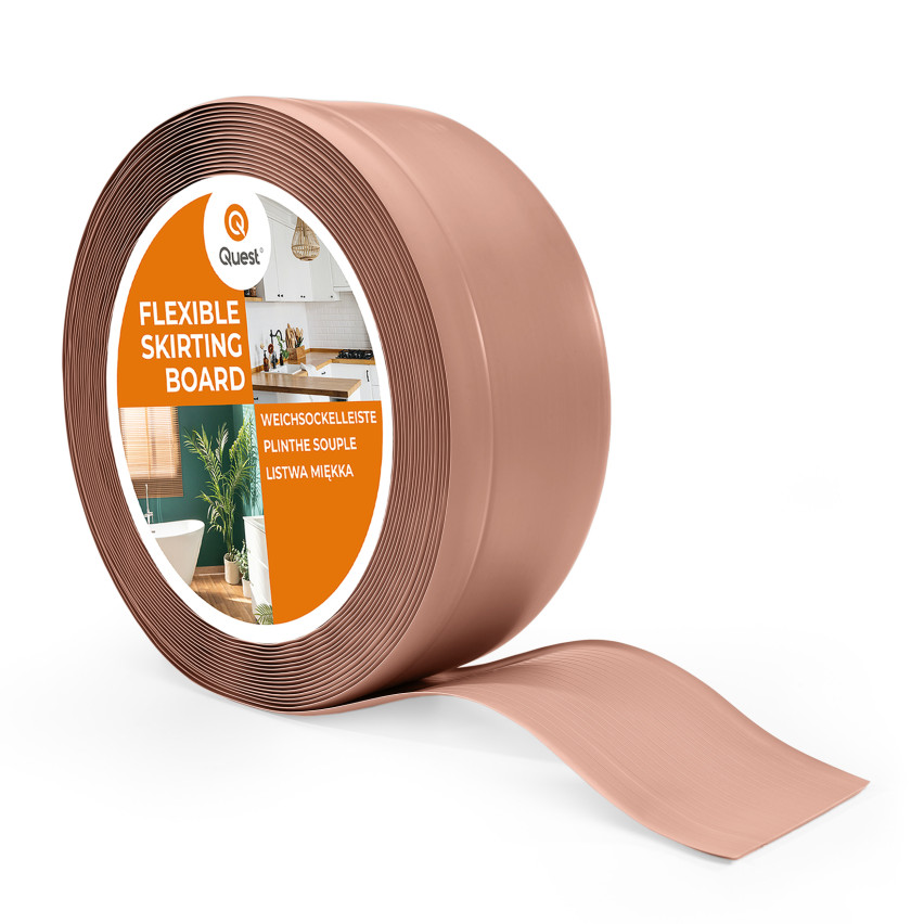 Mäkká soklová lišta, Pružná soklová lišta, Rohová soklová lišta, PVC 70x20mm, svetlo hnedá