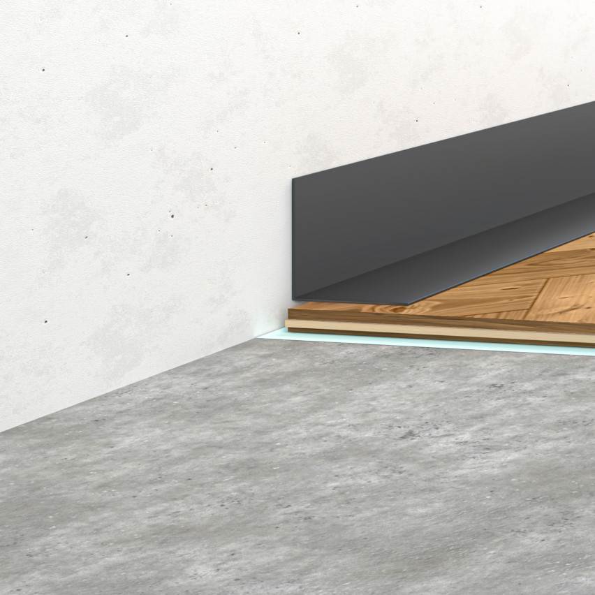 Rodapé PVC minimalista – rígido, cinzento-escuro