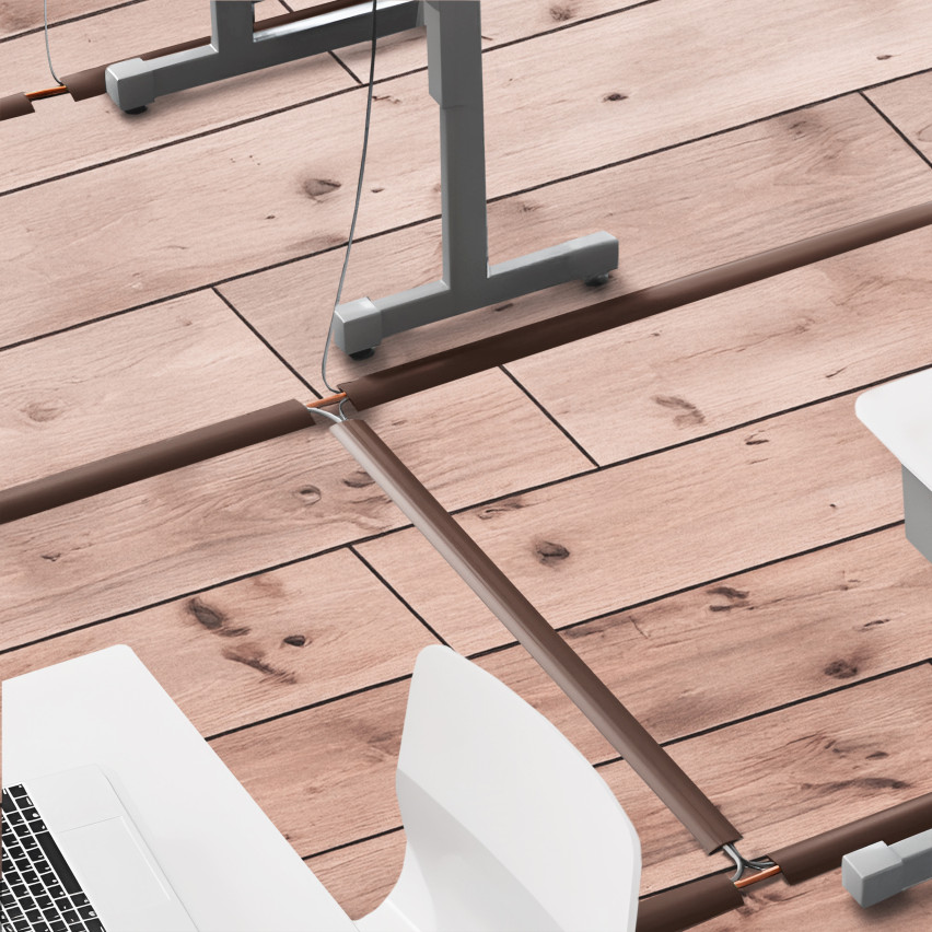 Zelfklevend Vloergoot, kabel beschermer PVC grijs trapeziumvormig