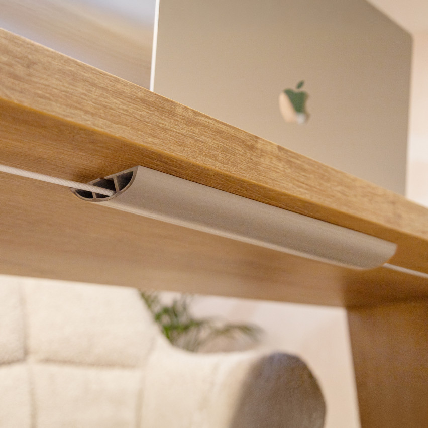 Samolepicí PVC kabelová lišta - 200 cm, půlkruhová, béžová