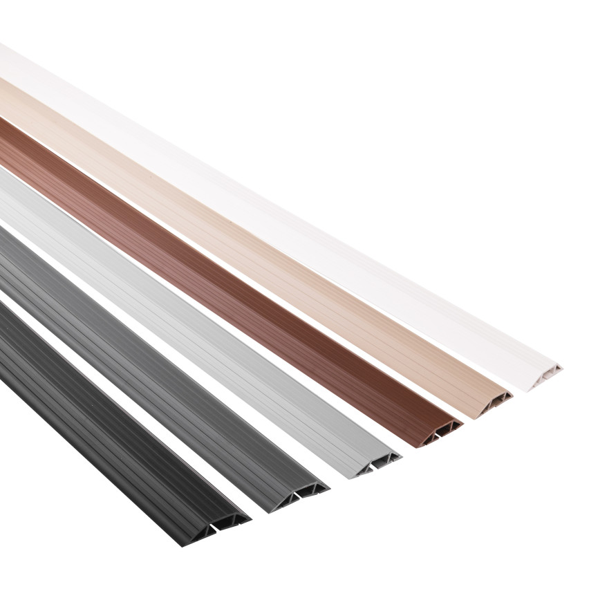 Zelfklevend Vloergoot, kabel beschermer PVC grijs trapeziumvormig