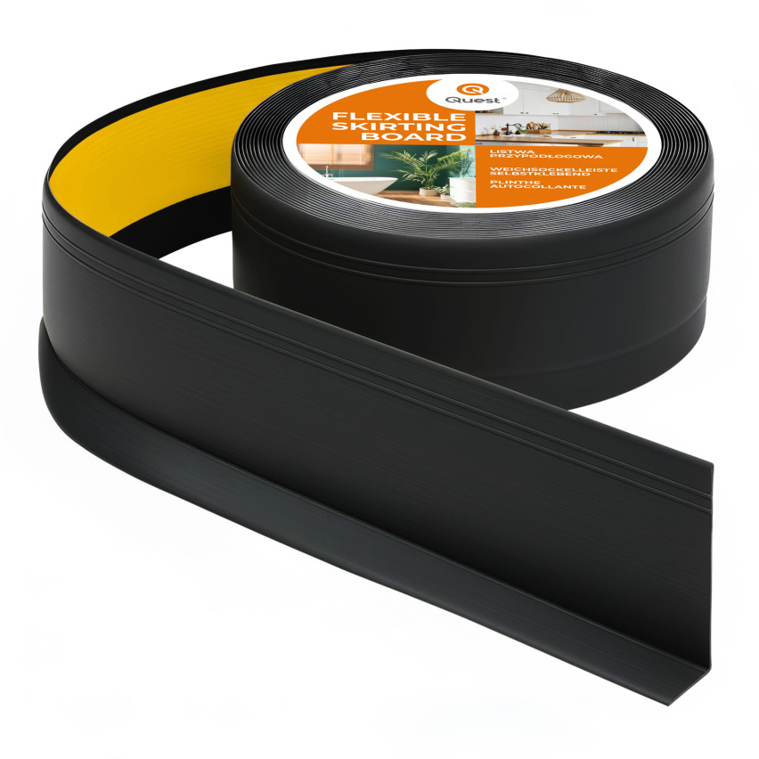 Rodapé de PVC autoadesivo, rodapé flexível DEKOR, 70x20mm, preto