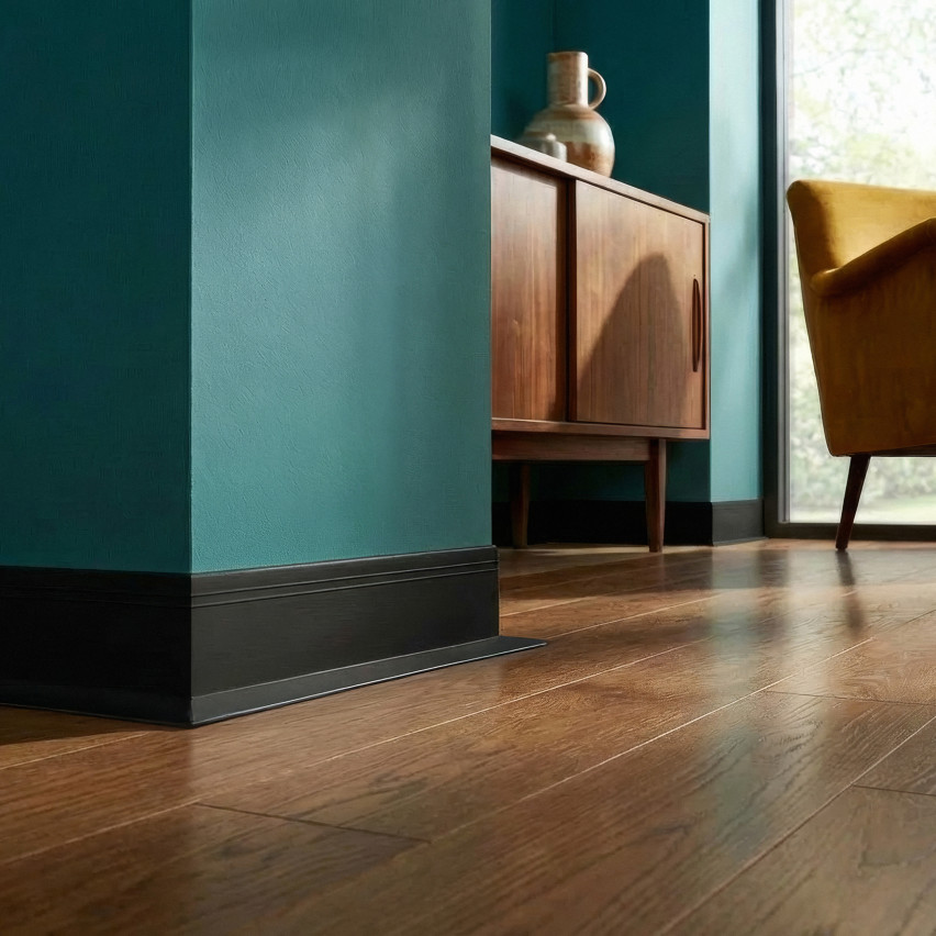 Rodapé de PVC autoadesivo, rodapé flexível DEKOR, 70x20mm, preto