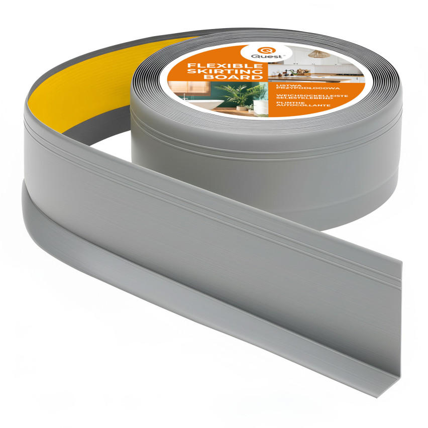 Zelfklevende PVC plint, flexibele decoratieve plint DEKOR, 70x20mm, grijs