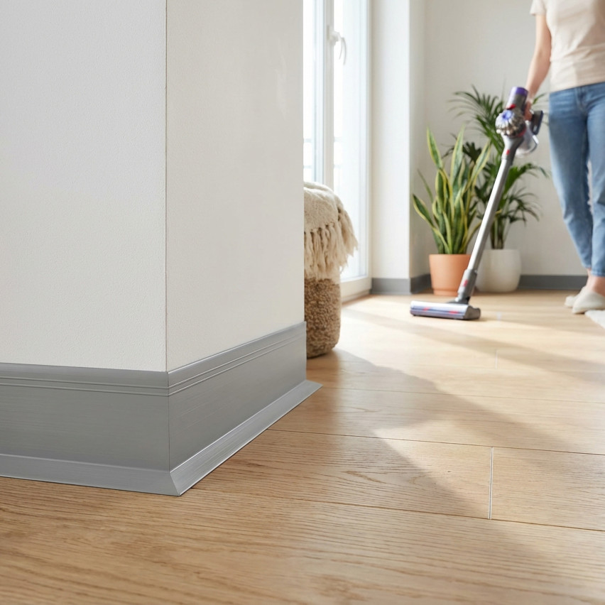 Zelfklevende PVC plint, flexibele decoratieve plint DEKOR, 70x20mm, grijs