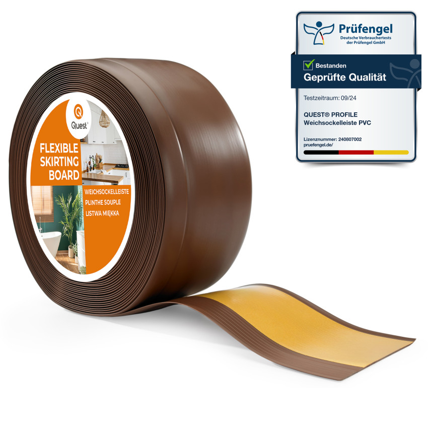 PVC dengiamoji juosta 100x25 mm juosta visų rūšių paviršiams, grindjuostės, rudos spalvos