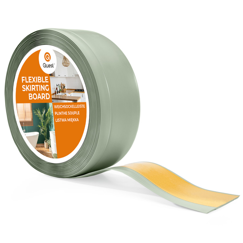 Rodapé em PVC 70x20 mm, verde claro, flexível autoadesivo, rodapé macio, rodapé