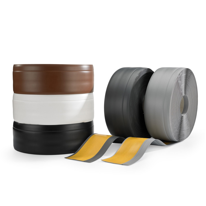 Zelfklevende plint van PVC donkergrijs, zachte, flexibele plint