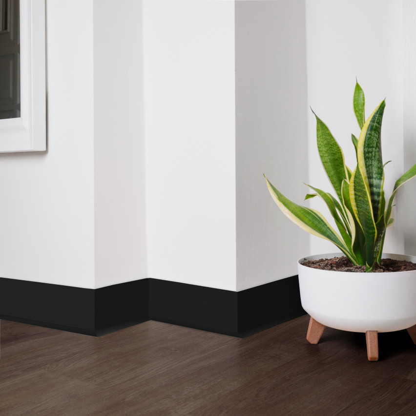 Mäkké lišty Samolepiace, Flexibilná základná lišta, Rohová lišta, PVC, 70x20mm, čierna