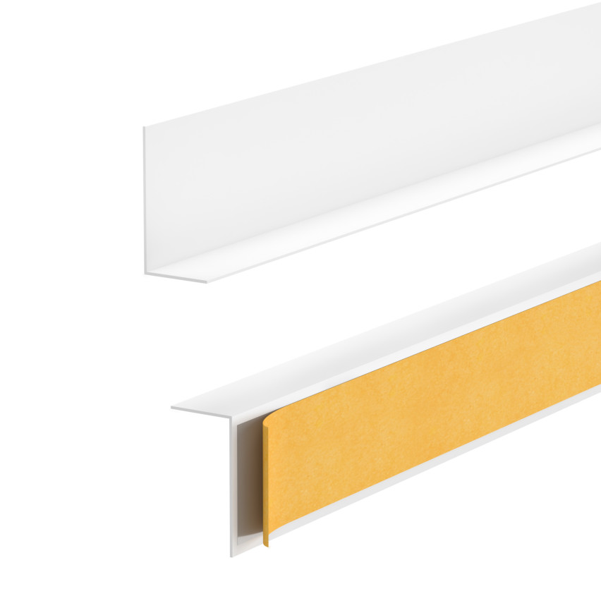 Minimalistična samolepilna PVC talna letev – trda, bela