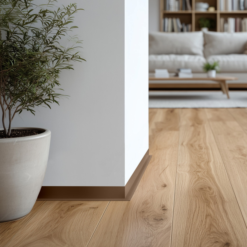 Rodapé PVC minimalista – rígido, castanho