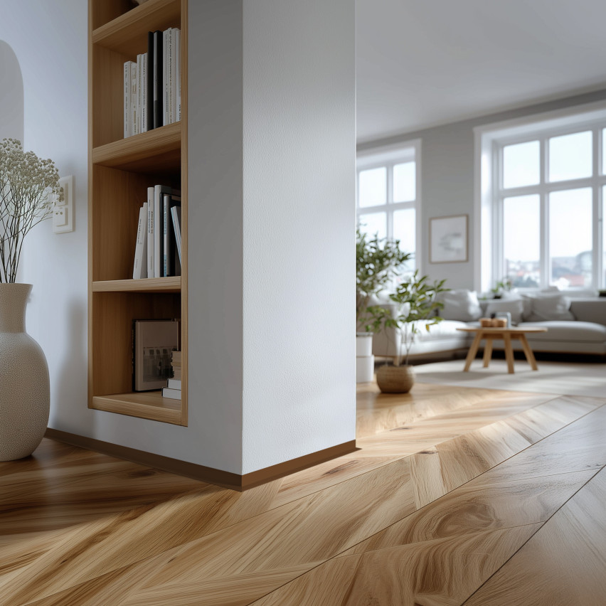 Rodapé PVC minimalista – rígido, castanho