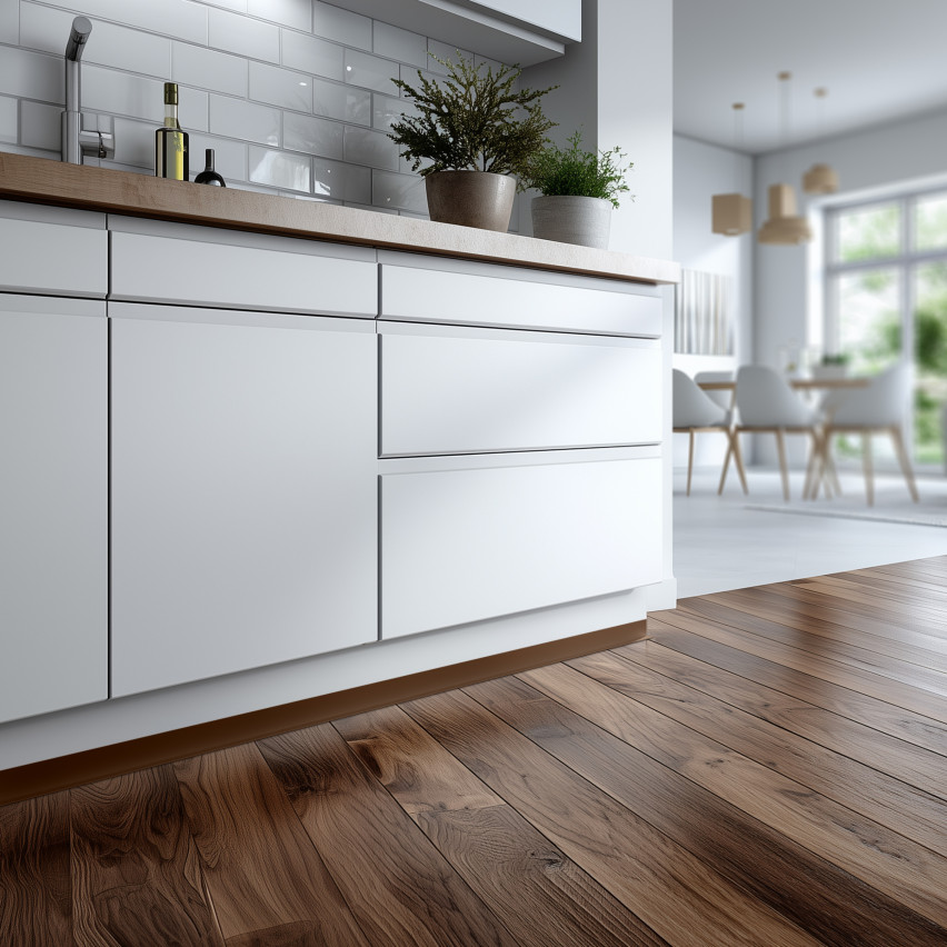 Rodapé PVC minimalista – rígido, castanho