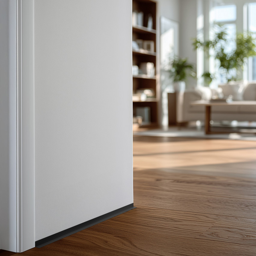 Rodapé PVC minimalista – rígido, cinzento-escuro