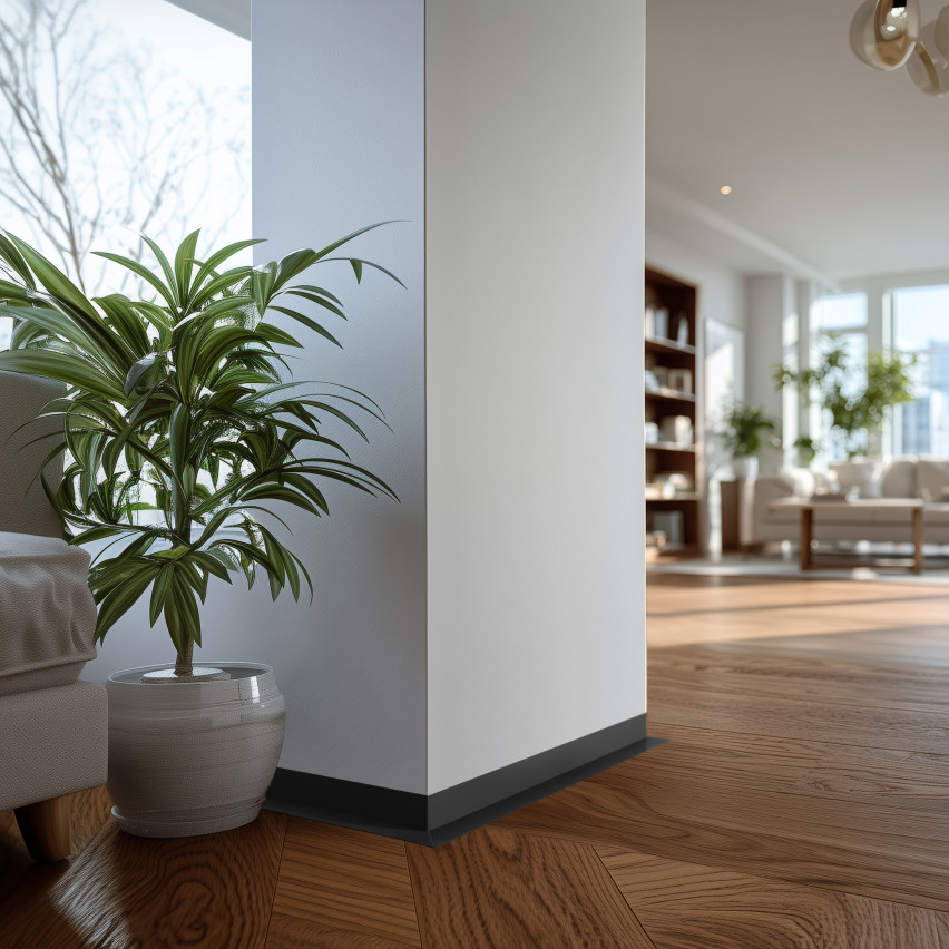 Rodapé PVC minimalista – rígido, cinzento-escuro