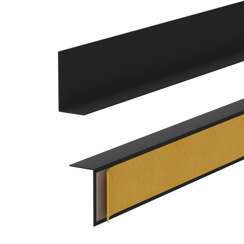 Minimalistinen itsekiinnittyvä PVC-jalkalista – kova, musta