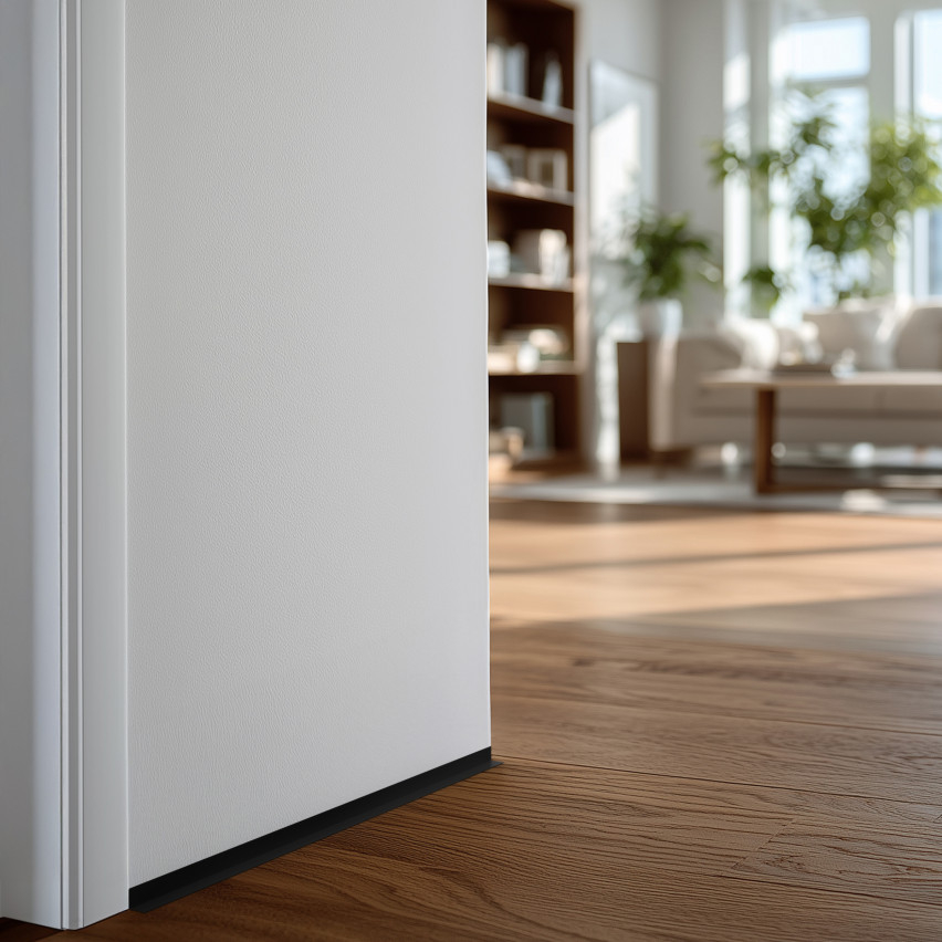 Minimalistická Podlahová lišta PVC – tvrdá, černá