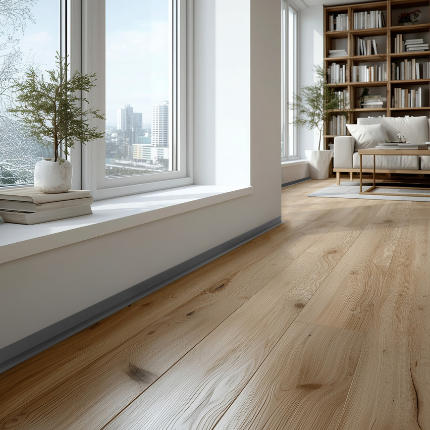Rodapé PVC minimalista – rígido, cinzento