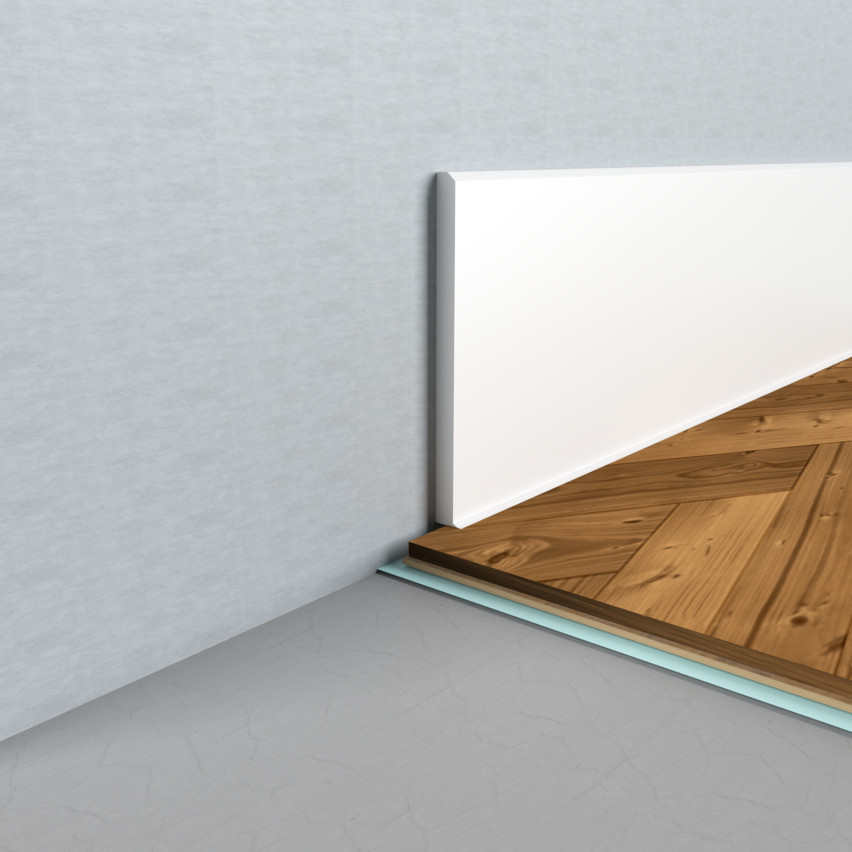 Rodapé de PVC autoadesivo, liso, 100mm, 10m, branco
