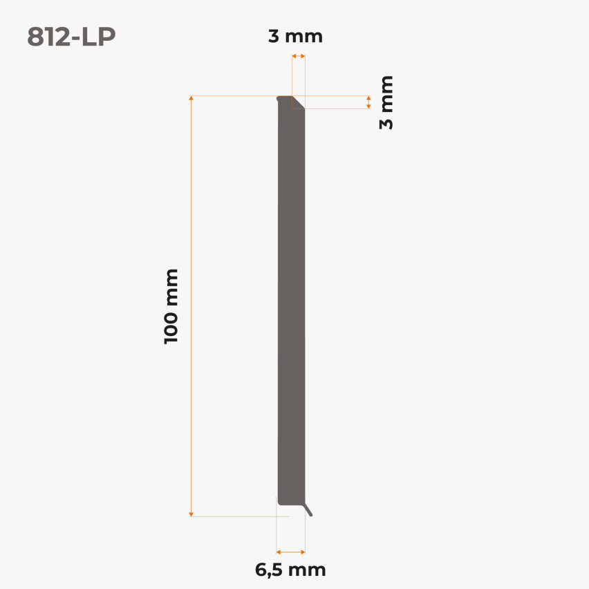 Isekleepuv PVC põrandaliist PREMIUM 10 cm, sile painduv FLEX-liist, põrandatele RAL7042, hall, 10 m