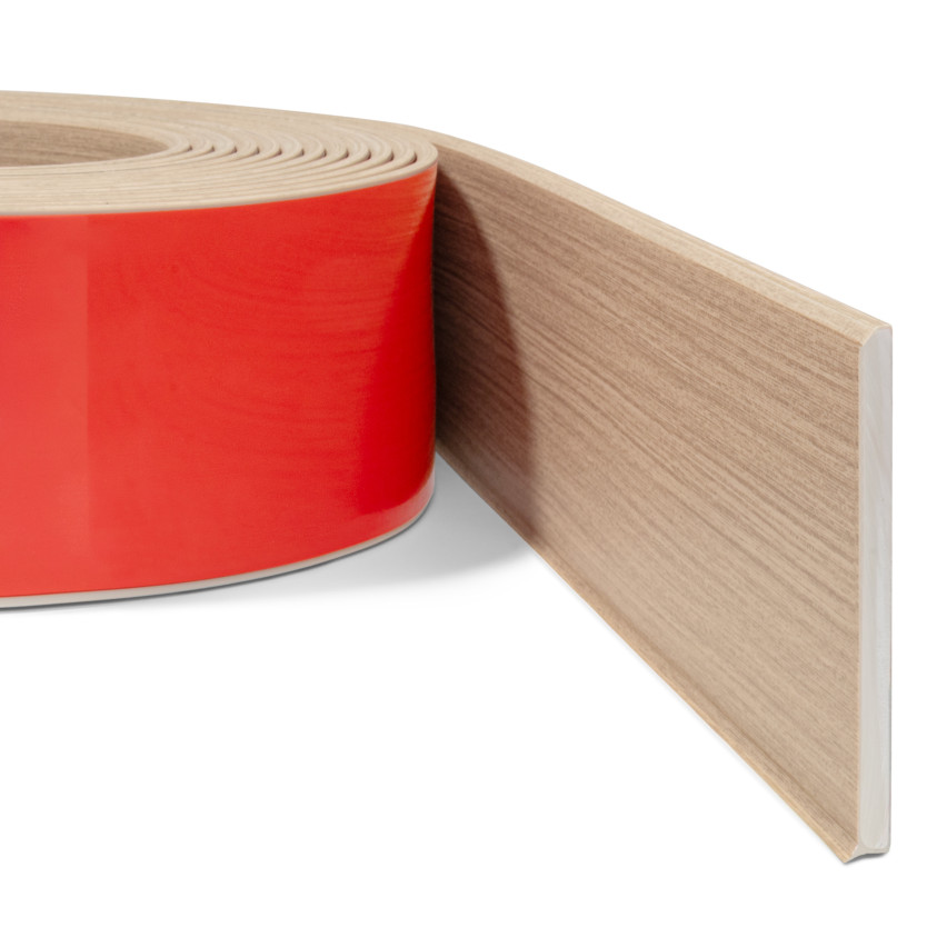 Rodapé de PVC autoadesivo PREMIUM 10 cm, rodapé liso e flexível FLEX, para pisos, carvalho claro, 10 m
