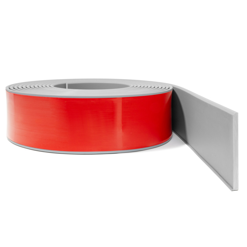 Isekleepuv PVC põrandaliist PREMIUM 10 cm, sile painduv FLEX-liist, põrandatele RAL7042, hall, 10 m