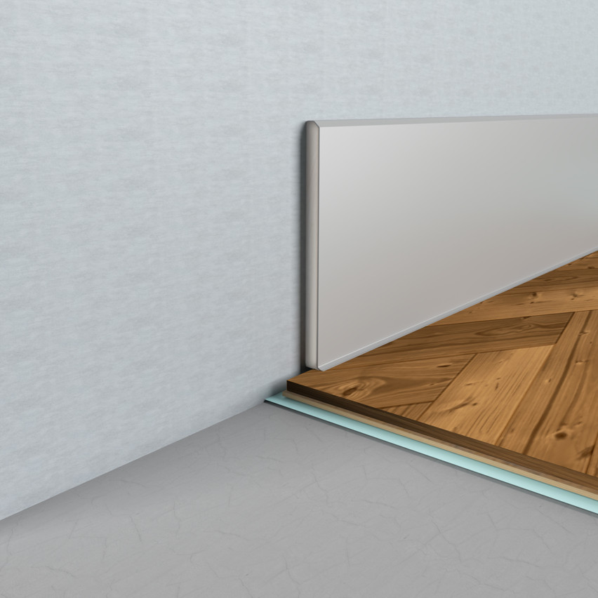 Isekleepuv PVC põrandaliist PREMIUM 10 cm, sile painduv FLEX-liist, põrandatele RAL7042, hall, 10 m