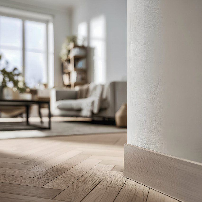 Rodapé de PVC autoadesivo PREMIUM 10 cm, rodapé liso e flexível FLEX, para pisos, carvalho claro, 10 m