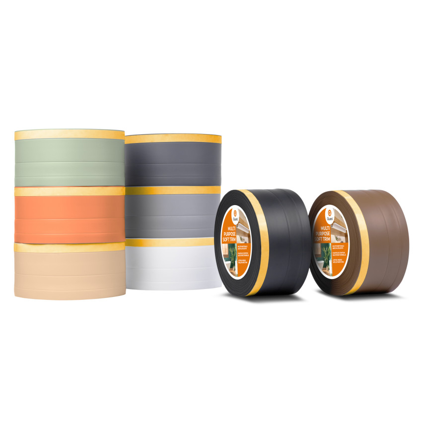 Rodapé de acabamento W2 em PVC 4 em 1 120 mm, autoadesivo, cobridor, rodapé flexível para piso e parede, areia