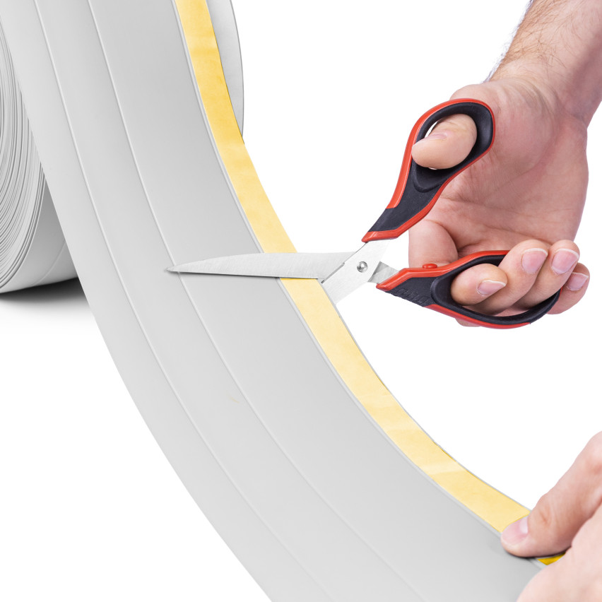 Rodapé de acabamento W2 em PVC 4 em 1 120 mm, autoadesivo, cobridor, rodapé flexível para piso e parede, areia