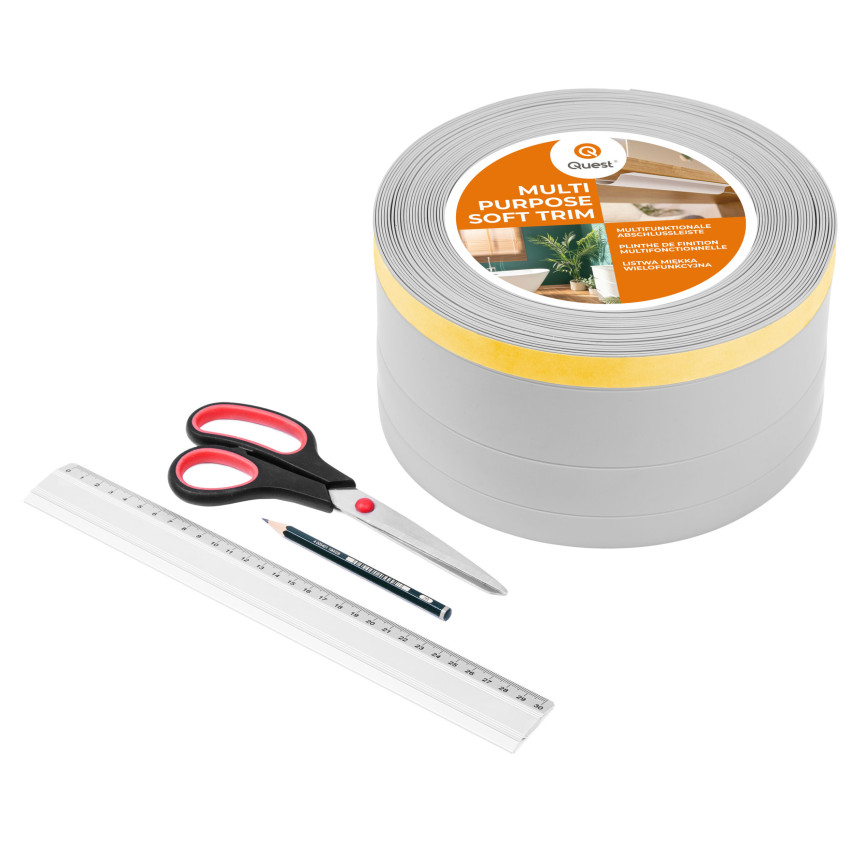 Rodapé de acabamento W2 em PVC 4 em 1 120 mm, autoadesivo, cobridor, rodapé flexível para piso e parede, areia