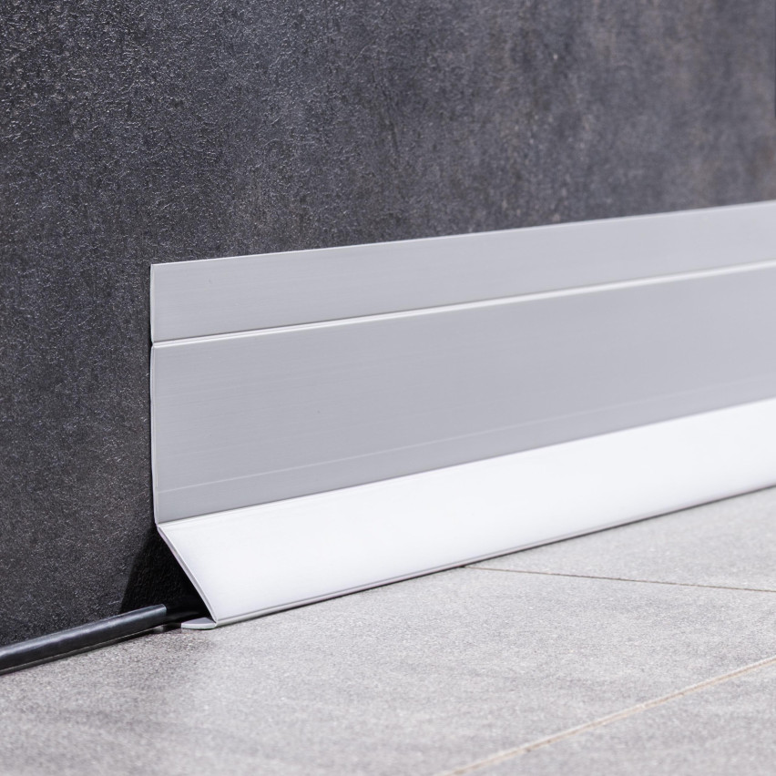 Rodapé de acabamento W2 em PVC 4 em 1 120 mm, autoadesivo, cobridor, rodapé flexível para piso e parede, areia