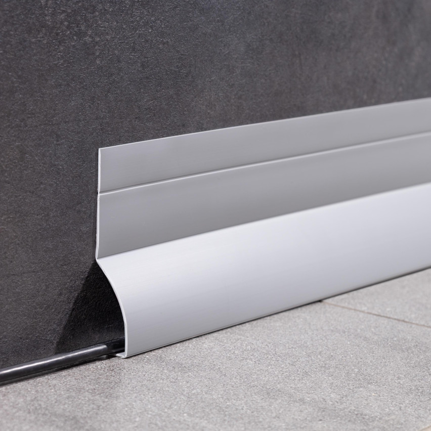 Rodapé de acabamento W2 em PVC 4 em 1 120 mm, autoadesivo, cobridor, rodapé flexível para piso e parede, areia