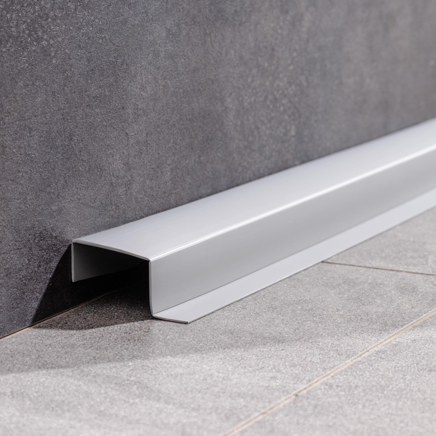 Rodapé de acabamento W2 em PVC 4 em 1 120 mm, autoadesivo, cobridor, rodapé flexível para piso e parede, areia