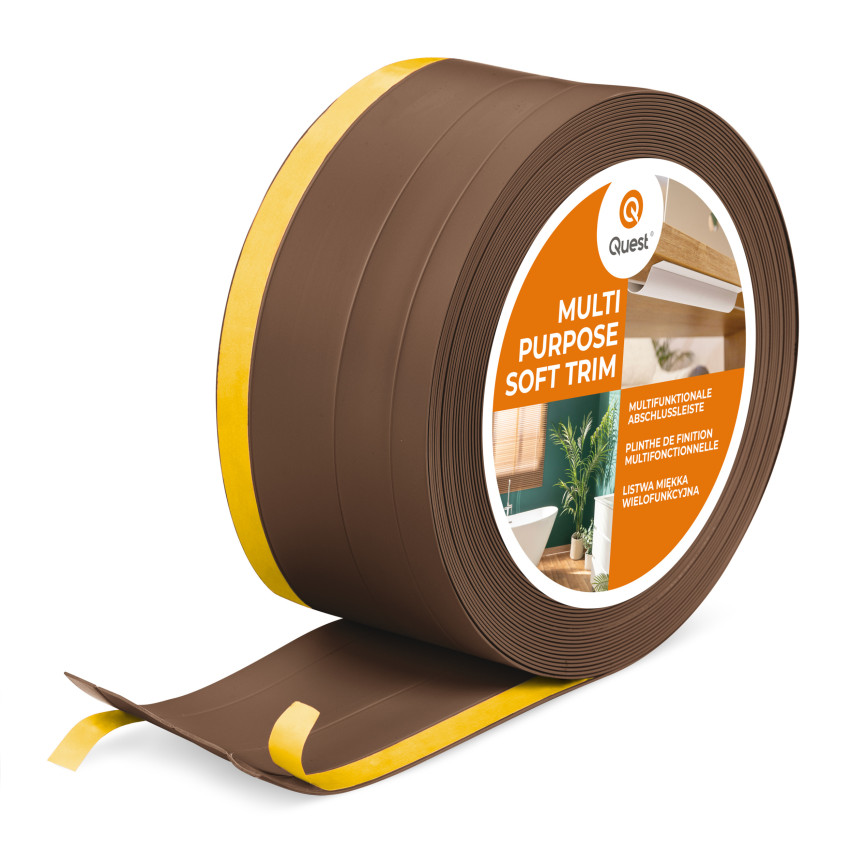 Battiscopa di finitura W2 in PVC 4 in 1 120 mm, autoadesivo, coprente, battiscopa flessibile per pavimenti e pareti, bronzo